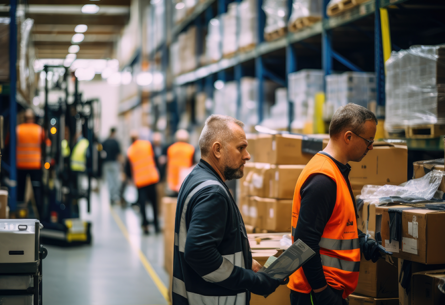 warehouse workers performing manual tasks without automation