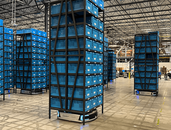 geekplus mobile robotics solution in warehouse operation