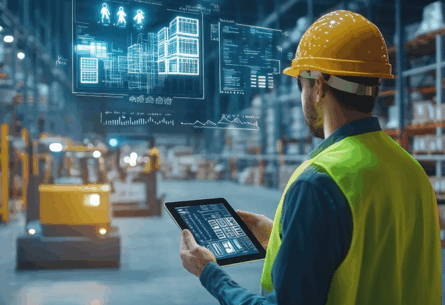 Worker in 3PL warehouse monitors automated sorting processes - FORTNA