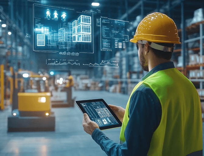 Worker in 3PL warehouse monitors automated sorting processes - FORTNA