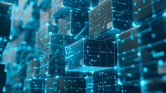 Abstract representing an AI driven supply chain management system optimizing opeations