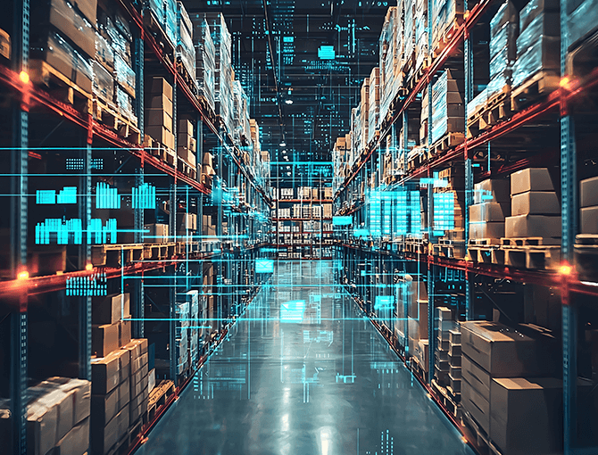 Warehouse with digital display of logistics optimization - FORTNA