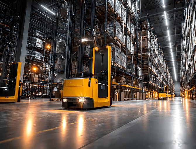 Autonomous mobile robots operating in an automated warehouse - FORTNA